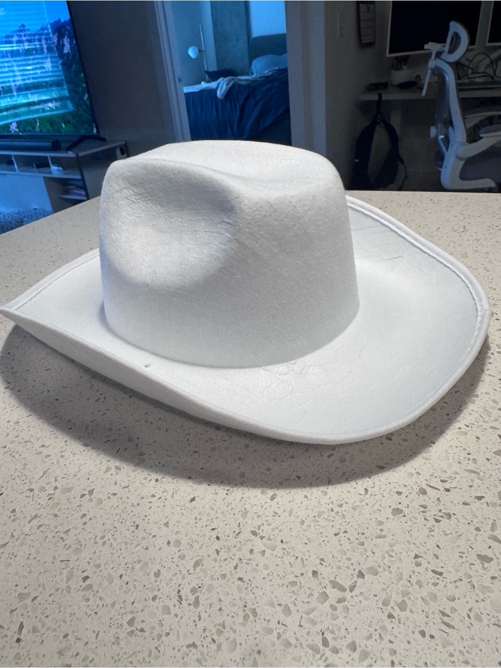 White Felt Cowboy Hat Adult Unisex Western Cowgirl Costume Rodeo Wide Brim One S